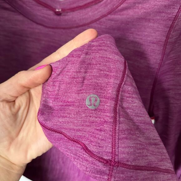 Lululemon Heathered Fuchsia Pink 5 Mile Long Sleeve Tee Top - Picture 12 of 12